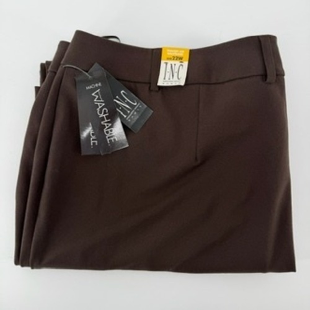 INC International Concepts Women 22W Brown Trouser Leg Pants Plus Size NEW